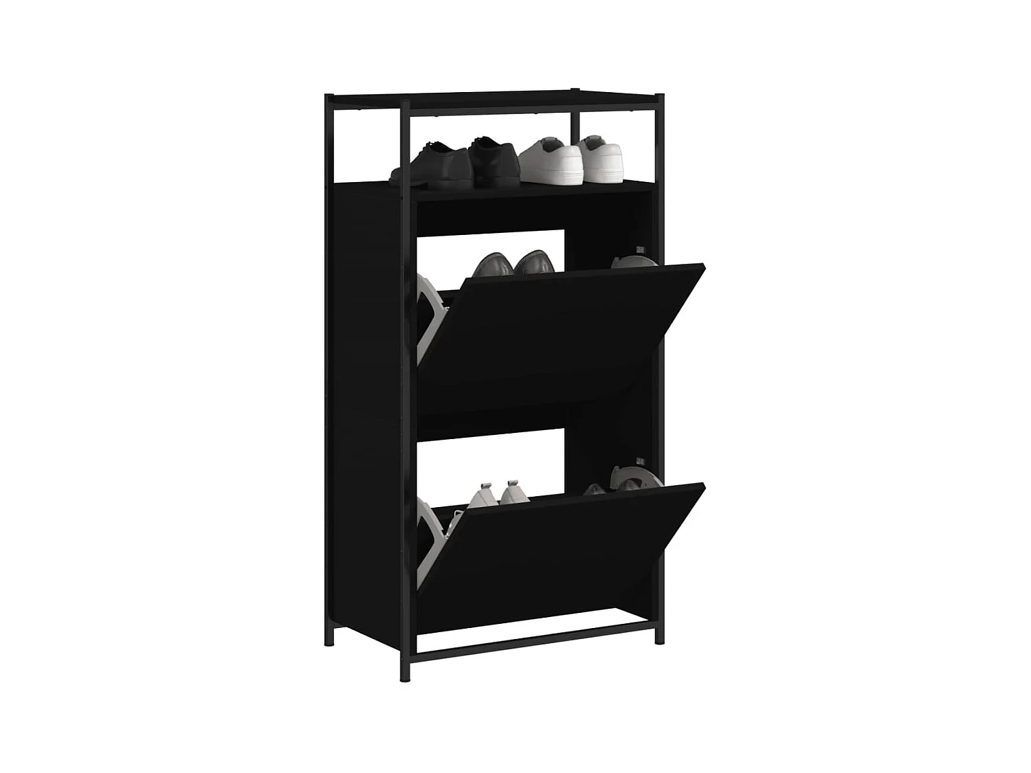 Armoire à chaussures noir 60x34x112 cm bois d'ingénierie