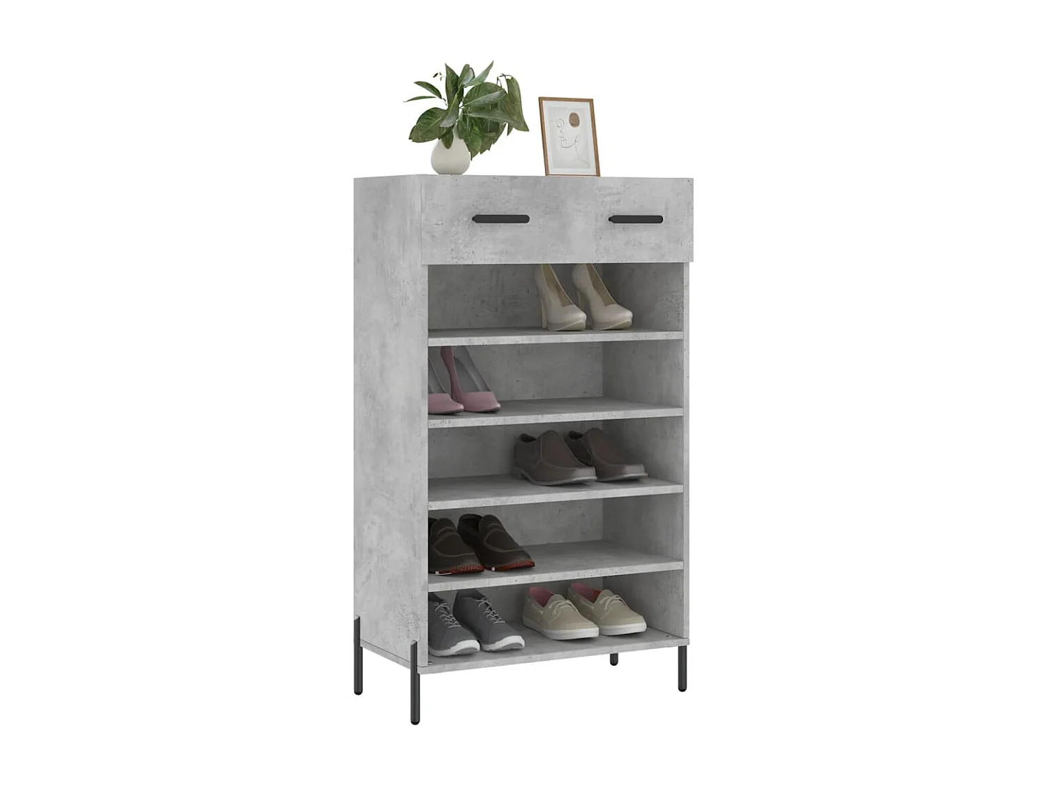 Armoire à chaussures gris béton 60x35x105 cm bois d'ingénierie