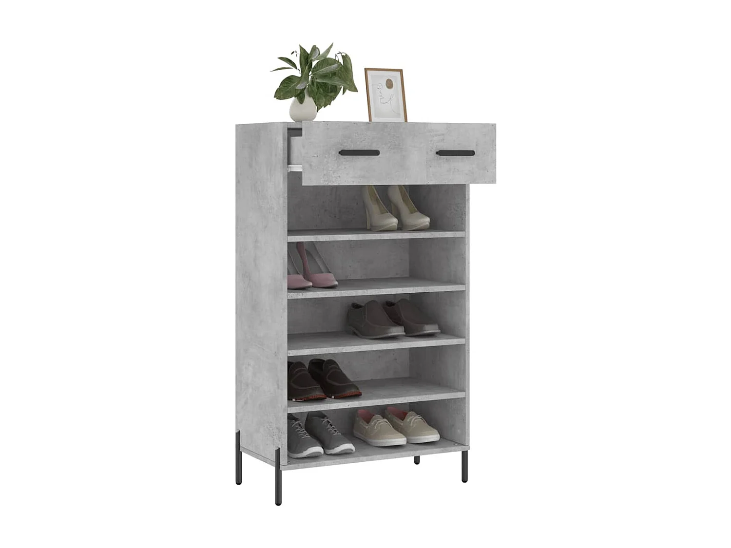 Armoire à chaussures gris béton 60x35x105 cm bois d'ingénierie