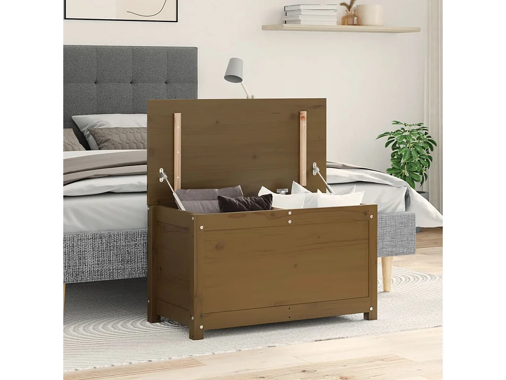 Boîte de rangement Marron miel 80x40x45,5 cm Bois massif de pin