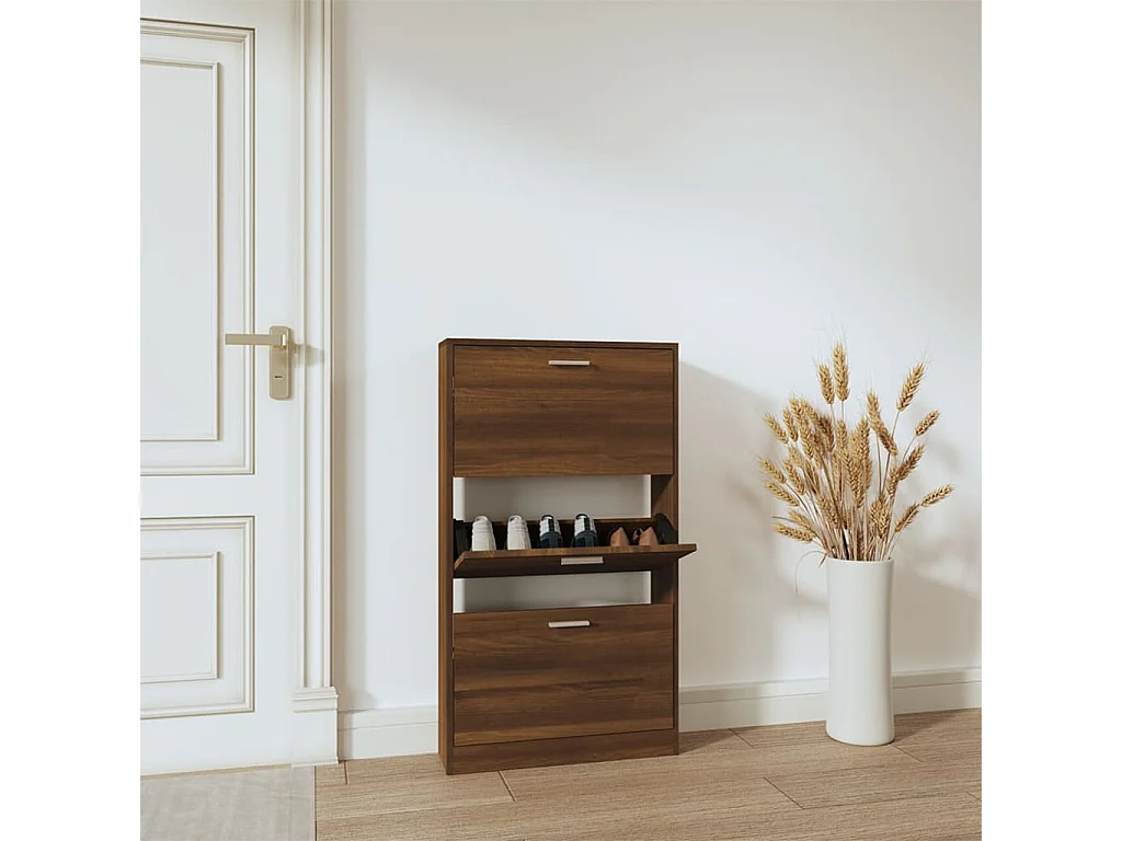 Zapatero Roble marrón 59x17x108cm Madera contrachapada