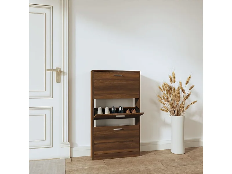 Zapatero Roble marrón 59x17x108cm Madera contrachapada