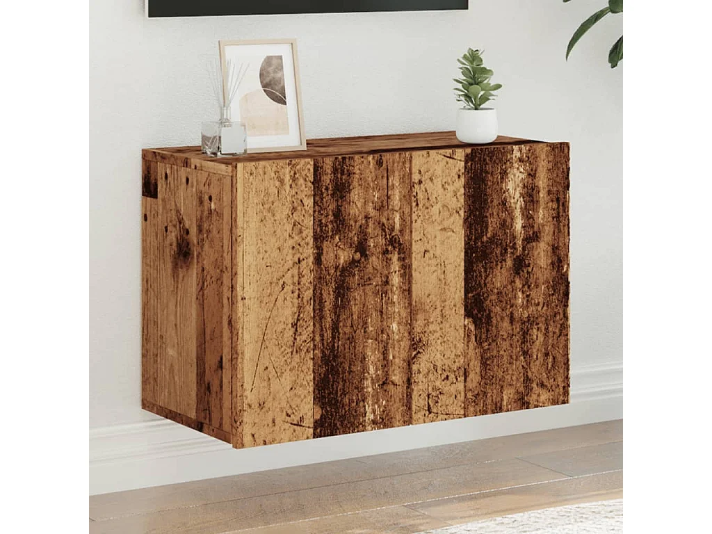 Wand-TV-Schrank aus altem Holz, 60 x 30 x 41 cm