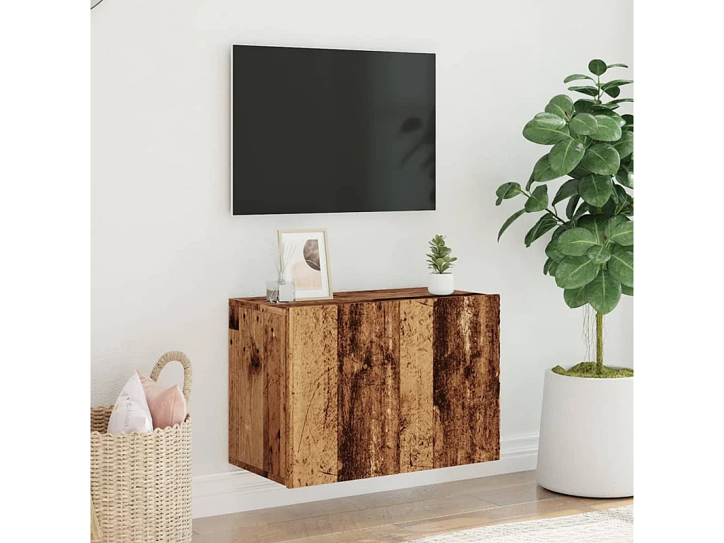 Wand-TV-Schrank aus altem Holz, 60 x 30 x 41 cm