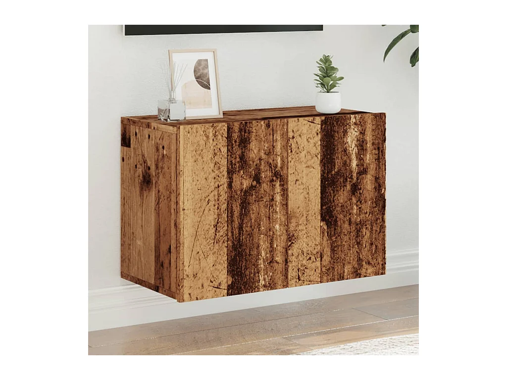 Oud houten tv-kastje voor wandmontage 60x30x41 cm