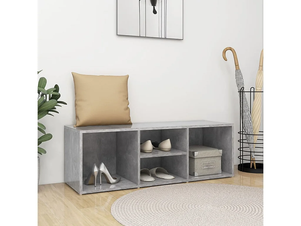 Banc à chaussures Gris béton 105x35x35 cm Aggloméré