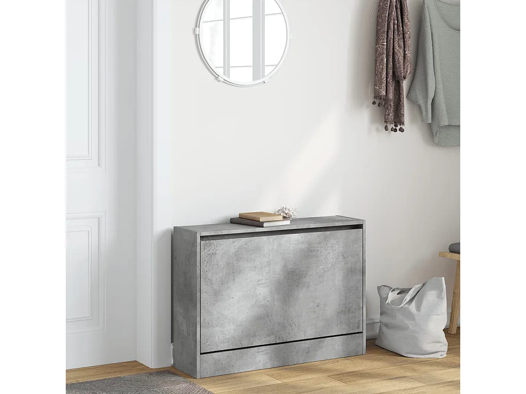 Sapateira cinza concreto 80x21x57 cm madeira projetada