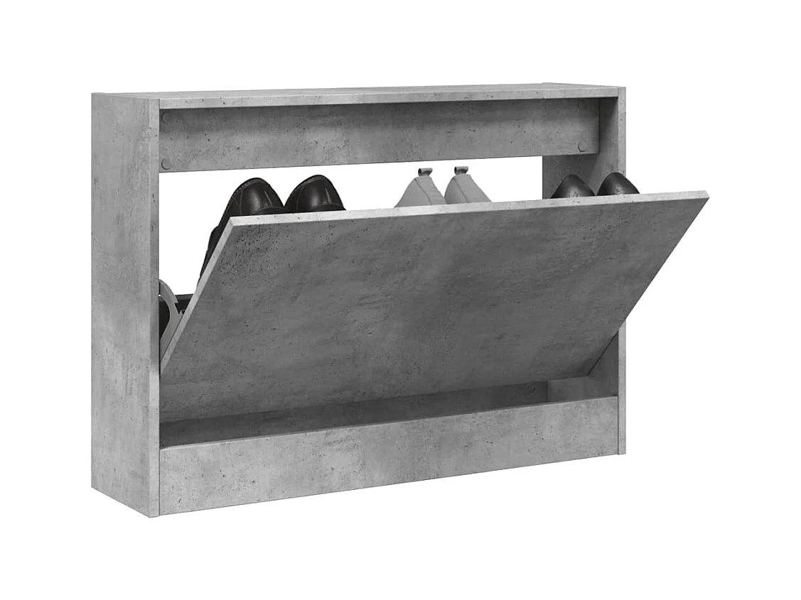 Schoenenkast betongrijs 80x21x57 cm samengesteld hout