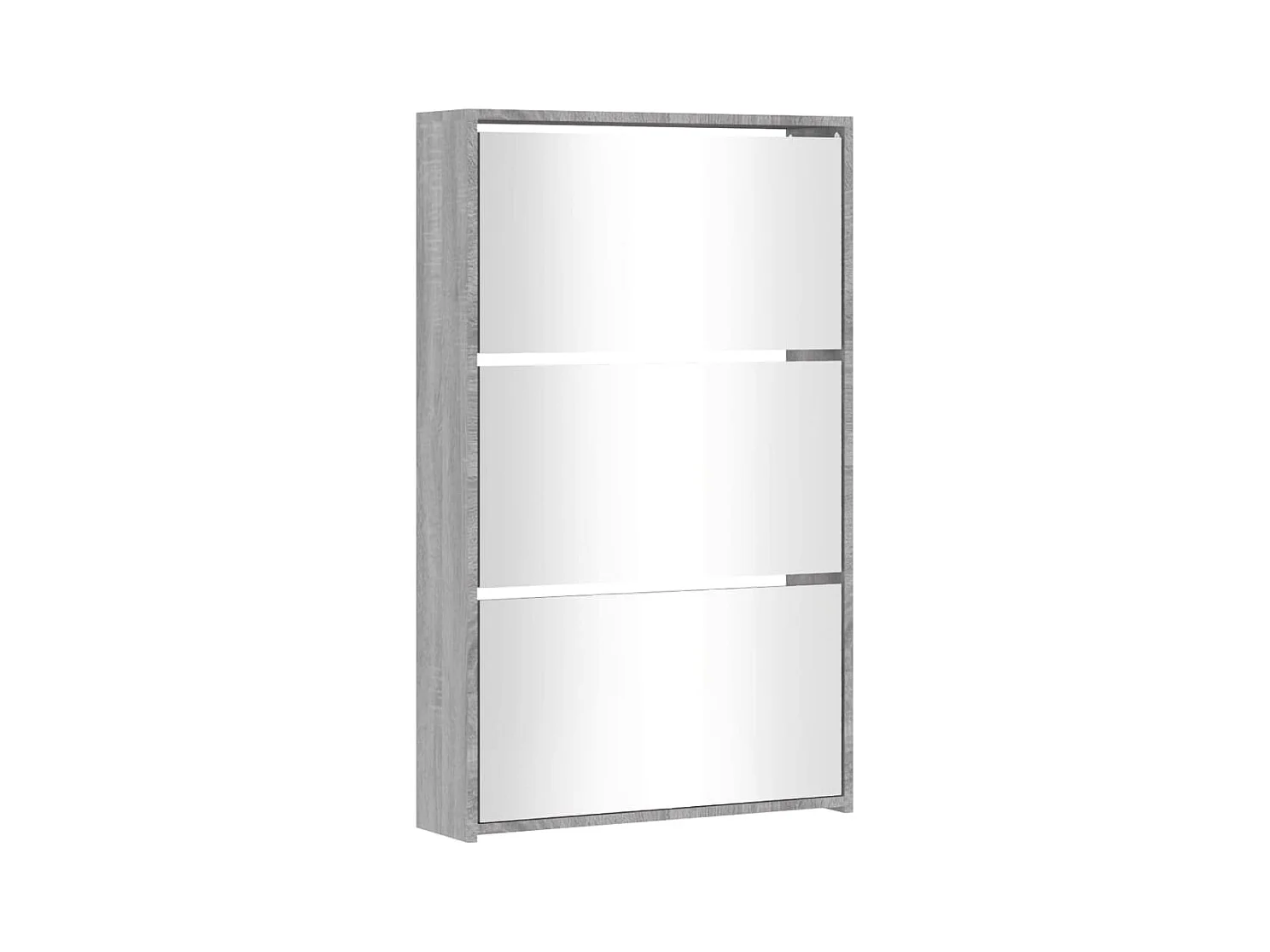 Scarpiera a 3 ripiani con specchio Sonoma grigio 63x17x102,5 cm