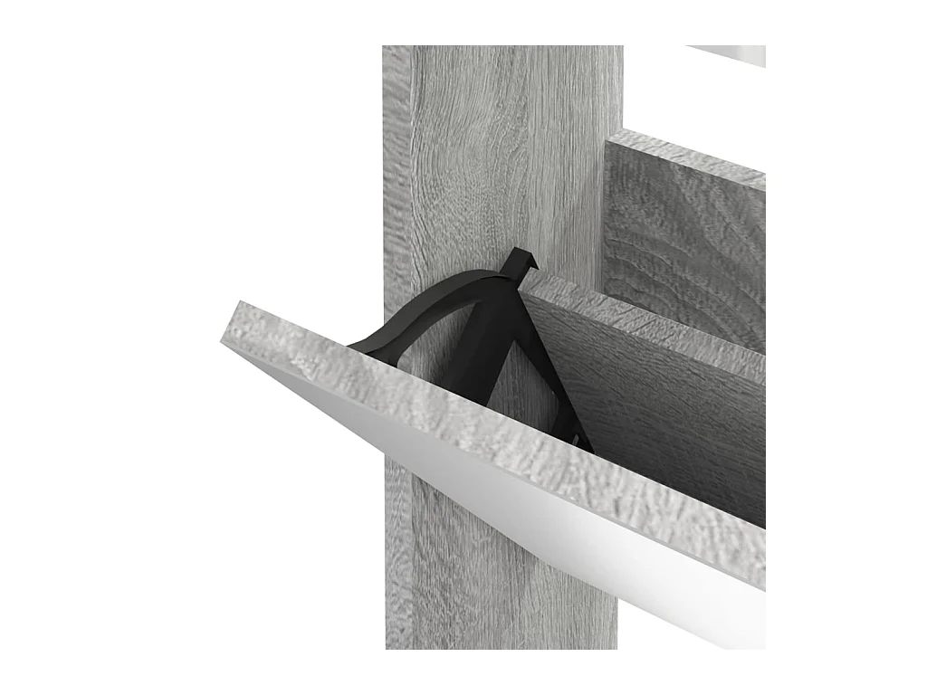 Scarpiera a 3 ripiani con specchio Sonoma grigio 63x17x102,5 cm
