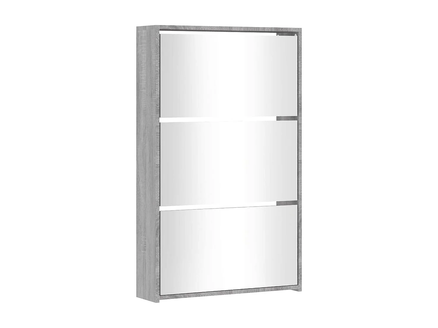 Armoire à chaussures miroir 3 niveaux Sonoma gris 63x17x102,5cm