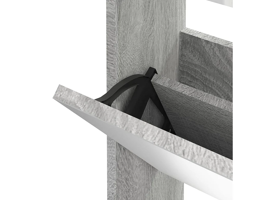 Armoire à chaussures miroir 3 niveaux Sonoma gris 63x17x102,5cm