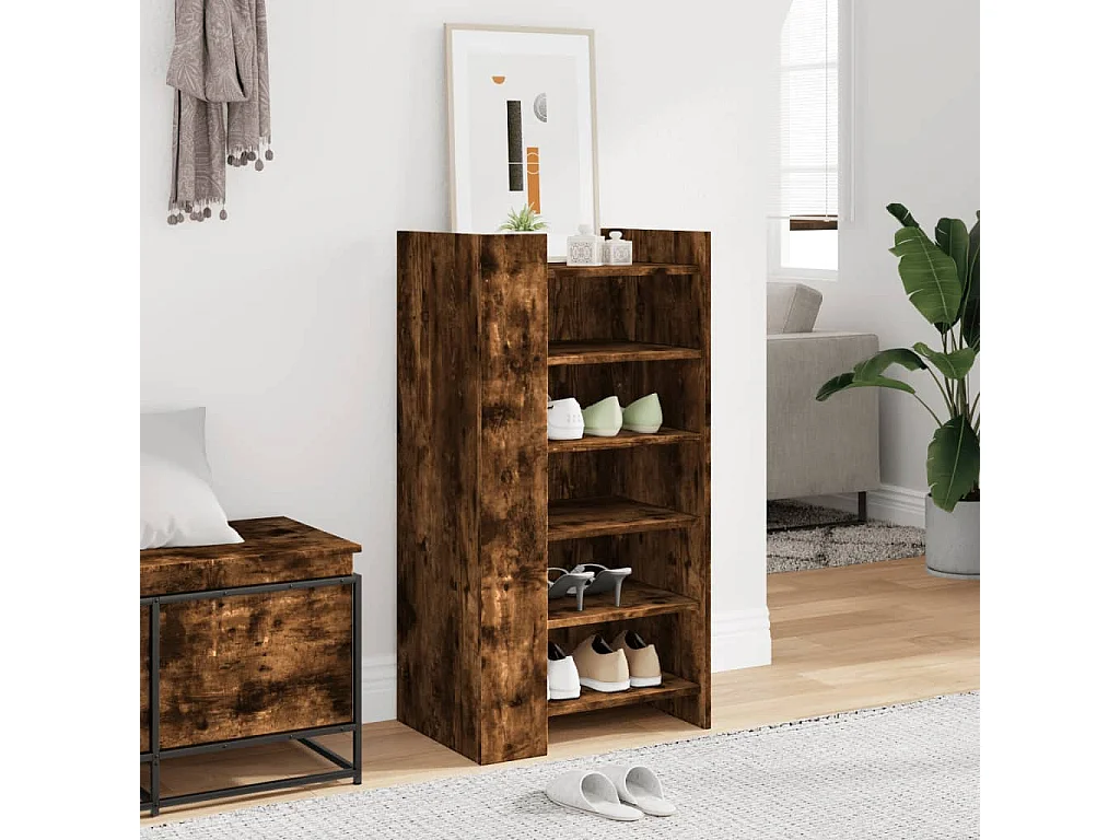 Schuhschrank Räuchereiche 52x37,5x100cm, Holzwerkstoff