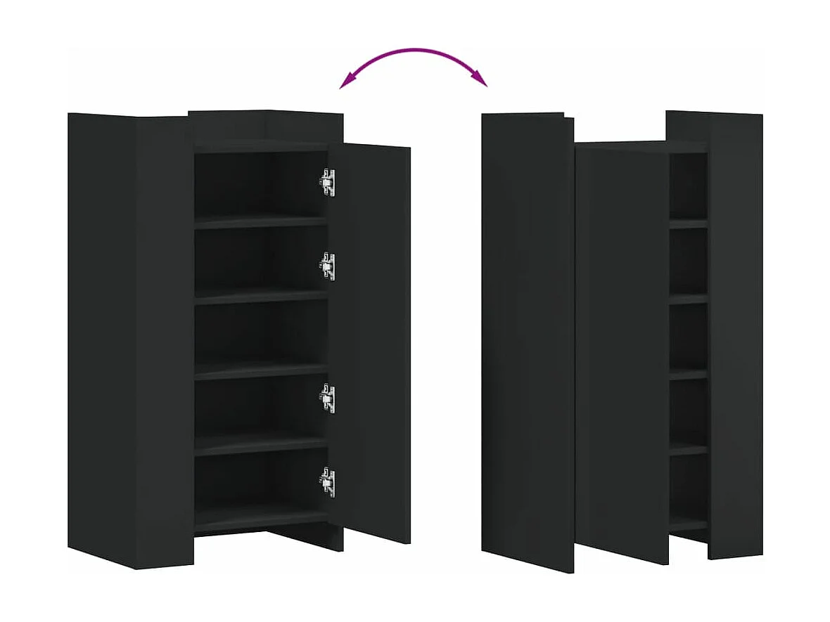 Armoire à chaussures noir 52x37,5x100 cm bois d'ingénierie