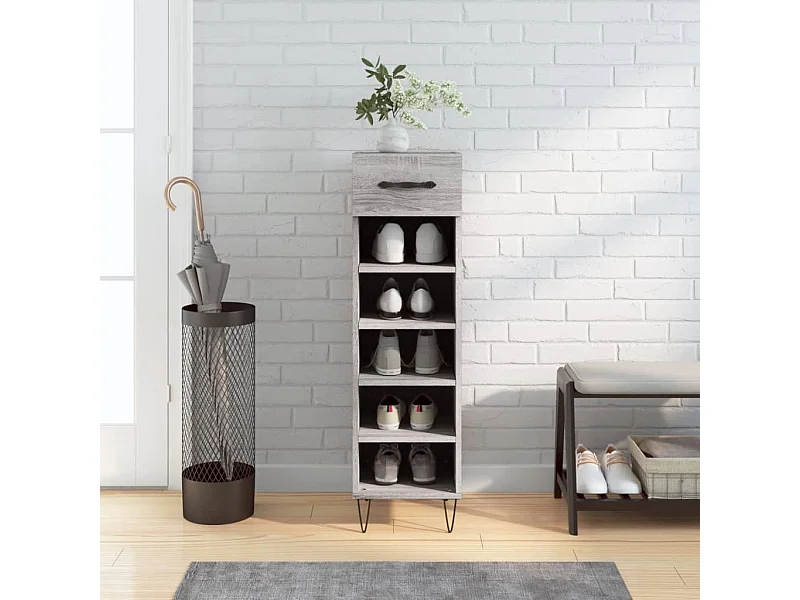 Sonoma grijze schoenenkast 30x35x105 cm samengesteld hout