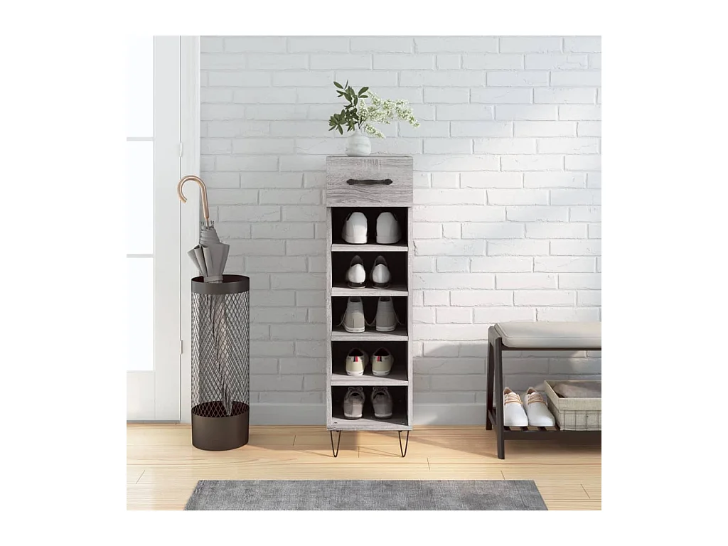 Sonoma grijze schoenenkast 30x35x105 cm samengesteld hout
