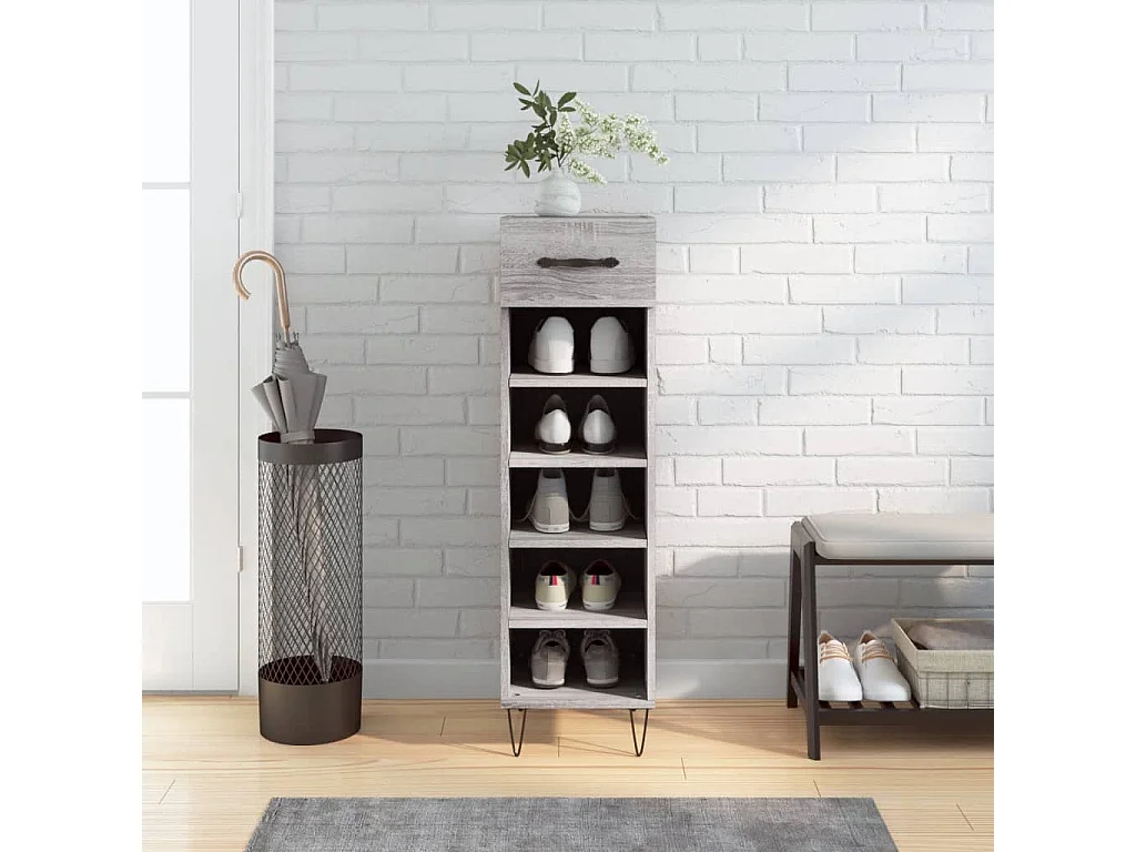 Meuble à chaussures sonoma gris 30x35x105 cm bois d'ingénierie