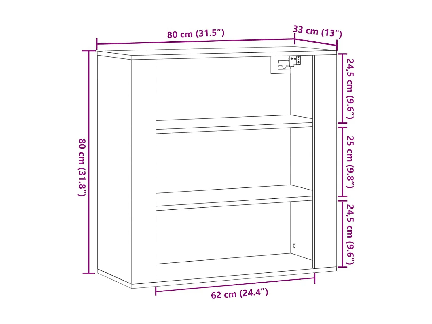 Armoire murale vieux bois 80x33x80 cm bois d'ingénierie