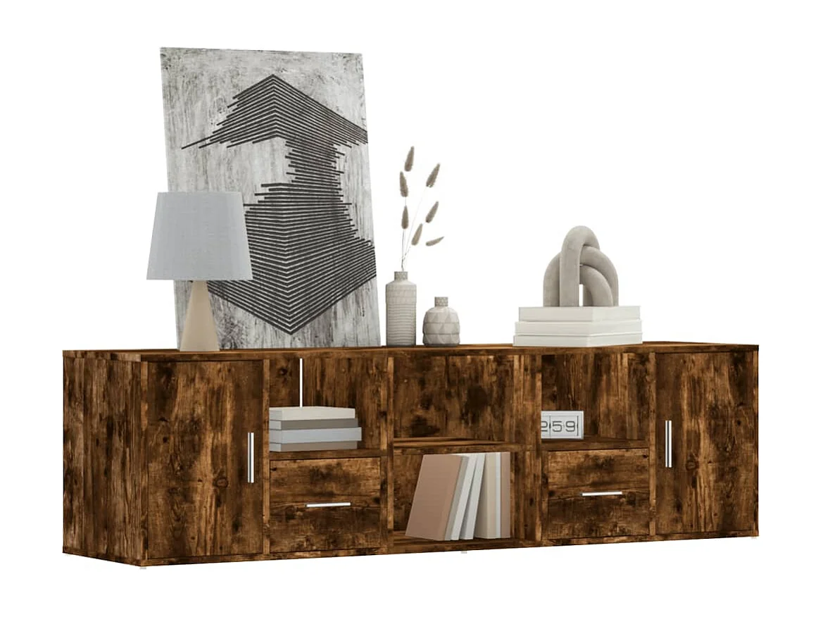 Eckschrank aus geräucherter Eiche, 160 x 40 x 45 cm, Holzwerkstoff