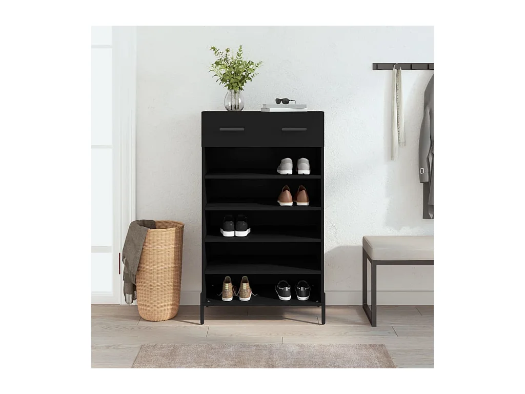 Schuhschrank schwarz 60x35x105 cm Holzwerkstoff