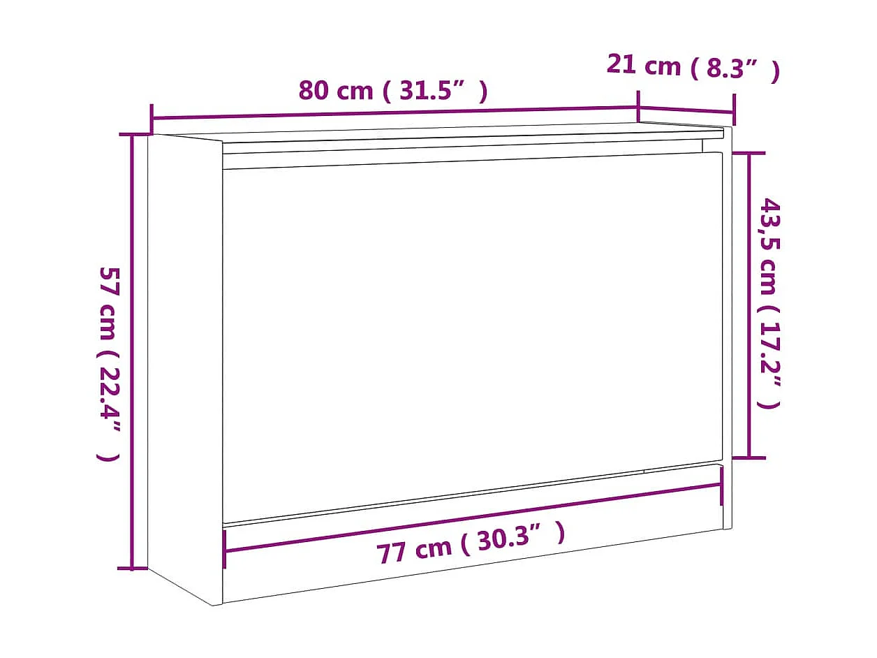 Armoire à chaussures sonoma gris 80x21x57 cm bois d'ingénierie