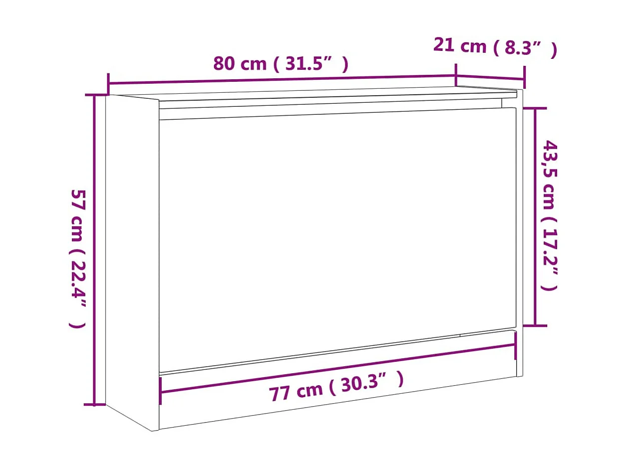 Armoire à chaussures chêne sonoma 80x21x57 cm bois d'ingénierie