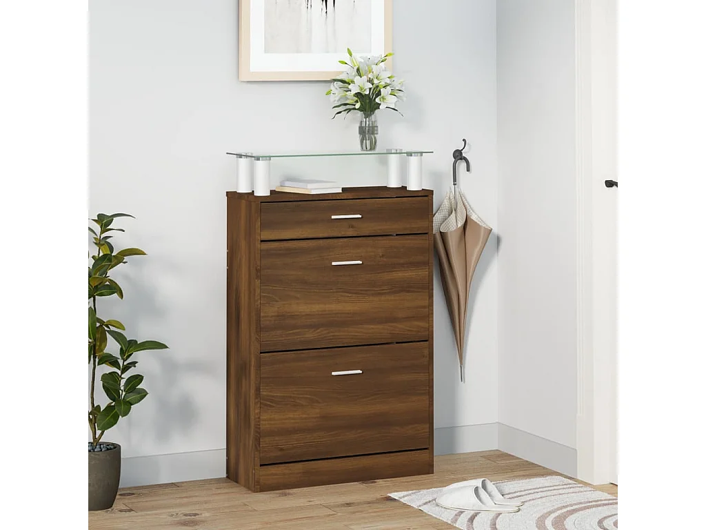 Armoire à chaussures Chêne marron 63x24x104cm Bois d'ingénierie