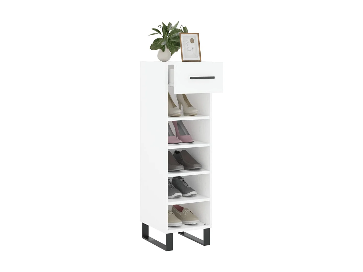 Armoire à chaussures blanc 30x35x105 cm bois d'ingénierie