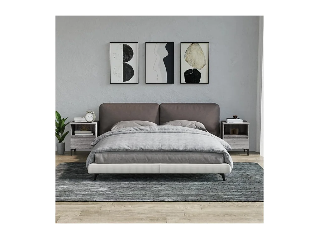 Comodini 2 pz Sonoma grigio 40x35x50 cm