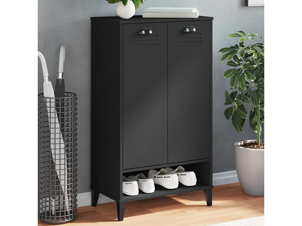 VIKEN Schuhschrank aus schwarzem Holzwerkstoff