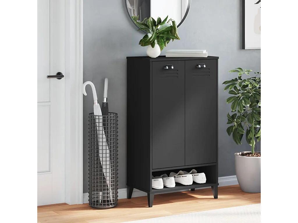 VIKEN Schuhschrank aus schwarzem Holzwerkstoff