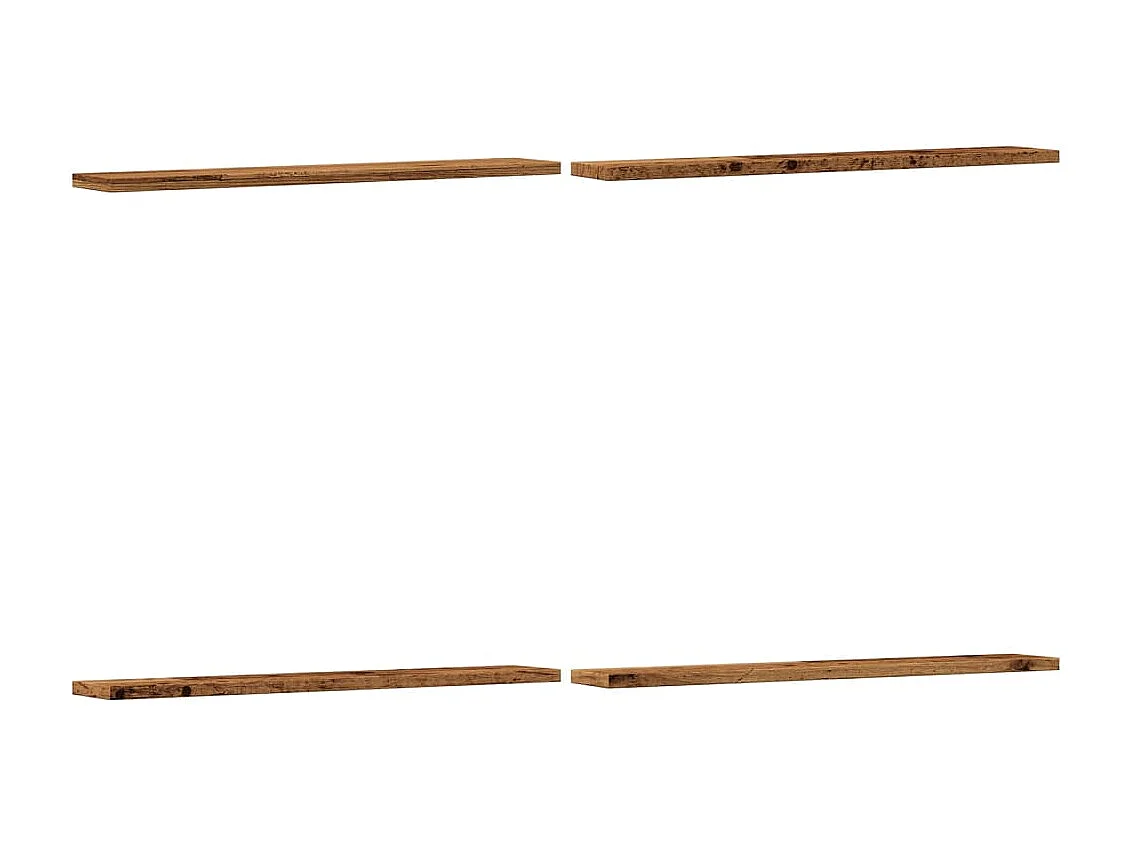 Bücherregalplatten, 4 Stück, Altholz, Holzwerkstoff