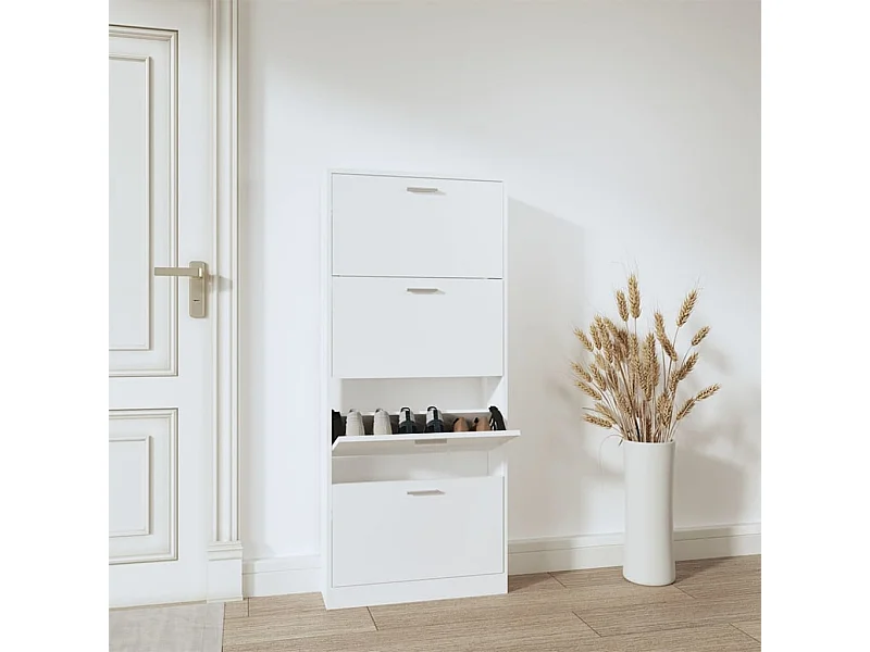 Armoire à chaussures Blanc 59x17x150 cm Bois d'ingénierie