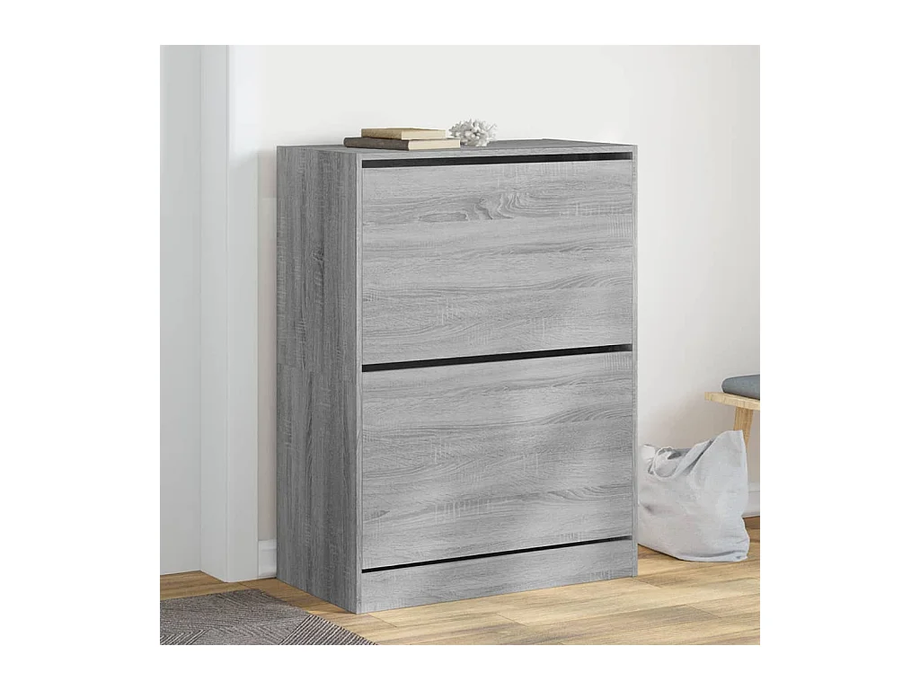 Sonoma Grey Schuhschrank mit 2 klappbaren Schubladen