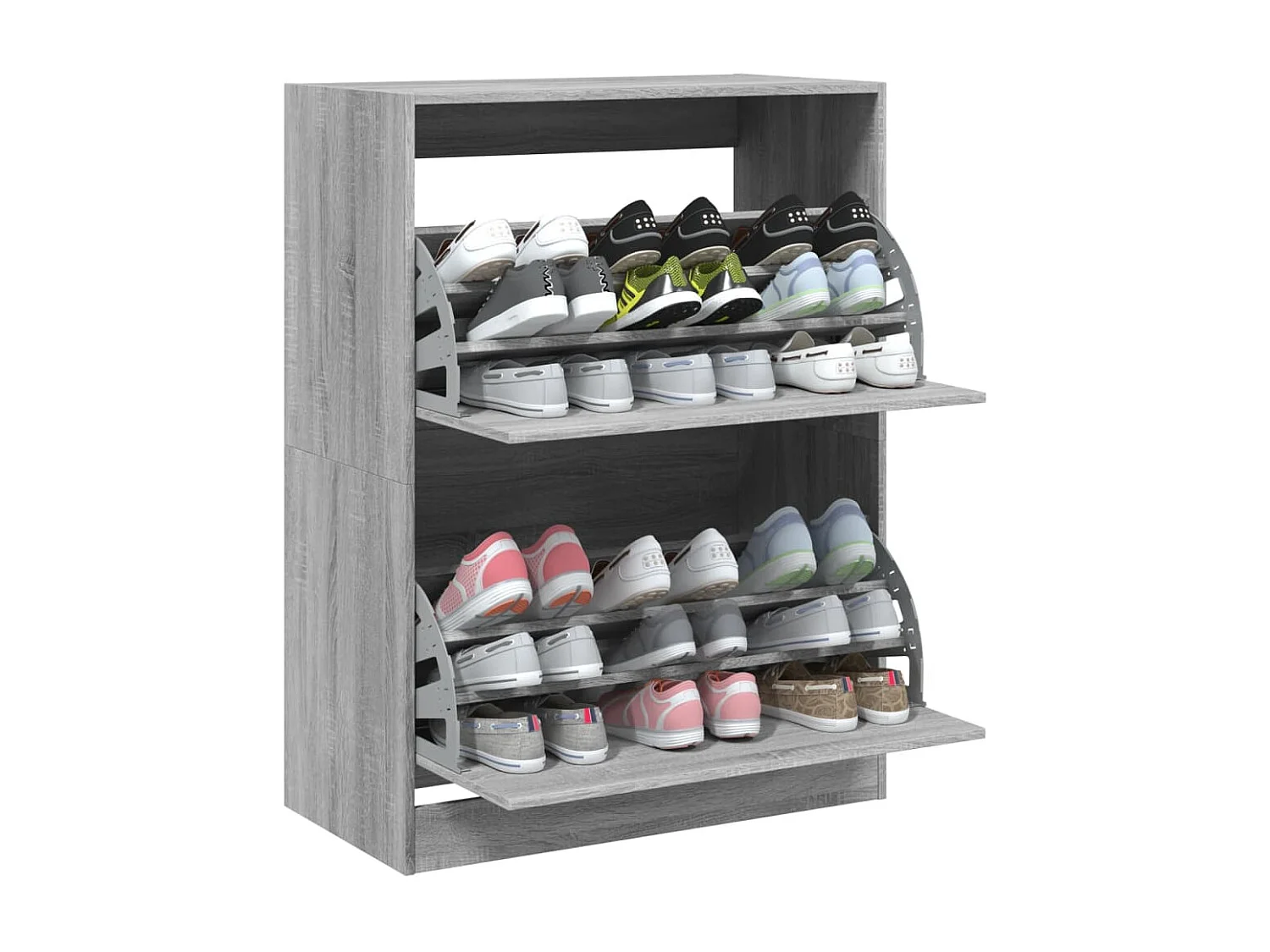 Armoire à chaussures 2 tiroirs rabattables sonoma gris