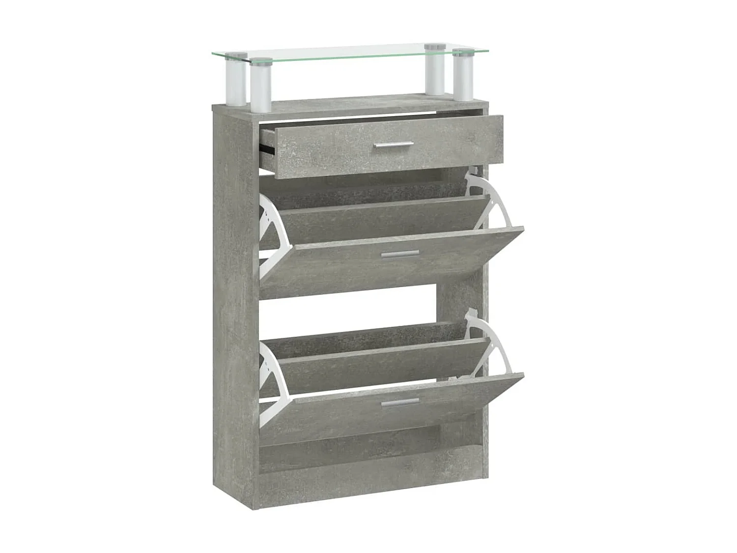 Zapatero Gris cemento 63x24x104 cm Madera contrachapada