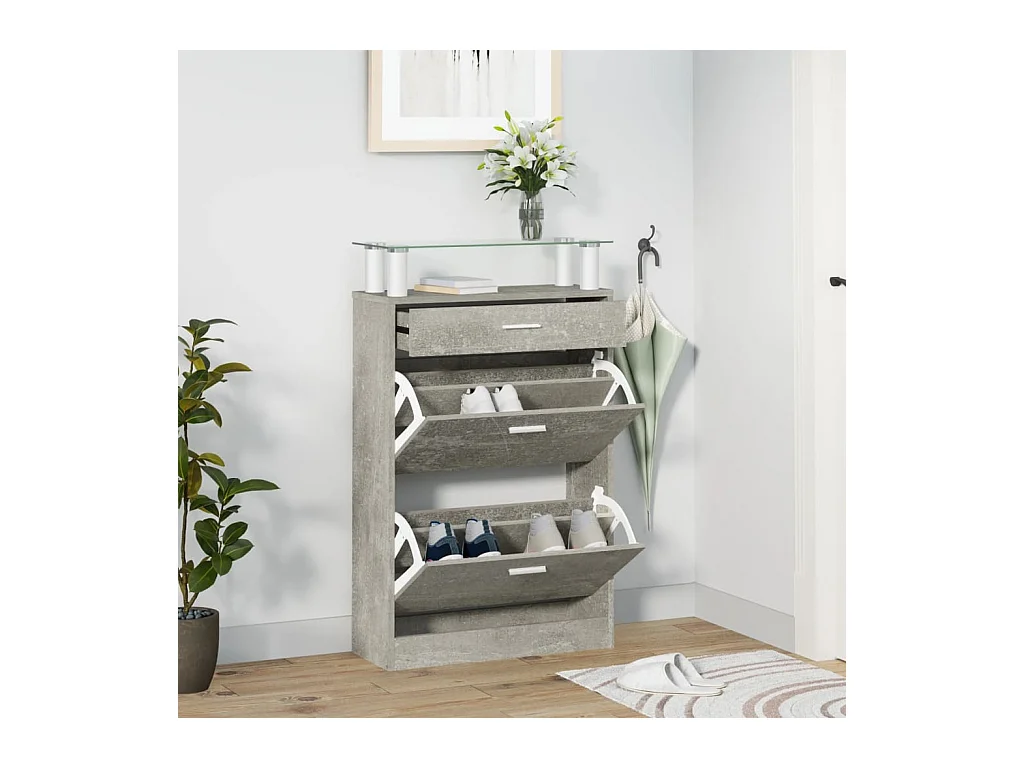 Armoire à chaussures Gris béton 63x24x104 cm Bois d'ingénierie