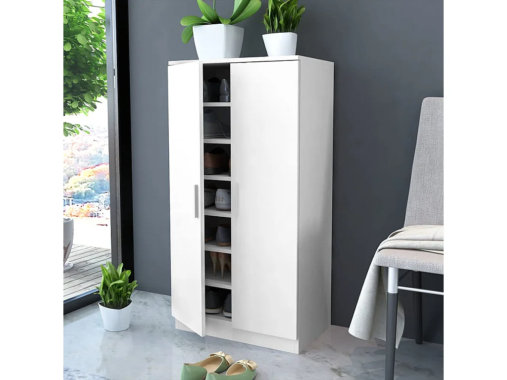 Meuble à chaussures 7 étagères blanc