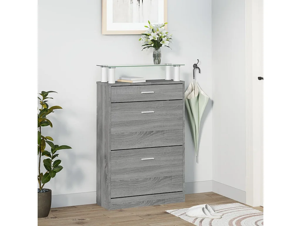 Zapatero Sonoma gris 63x24x104 cm Madera contrachapada