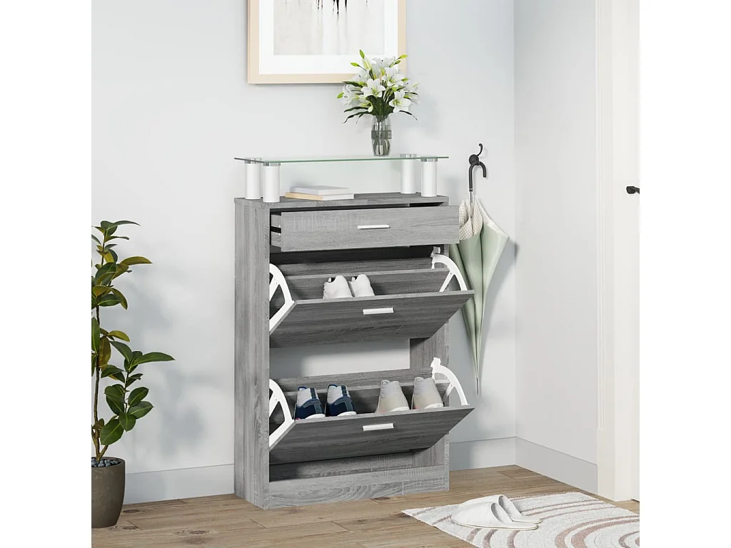 Armoire à chaussures Sonoma gris 63x24x104 cm Bois d'ingénierie