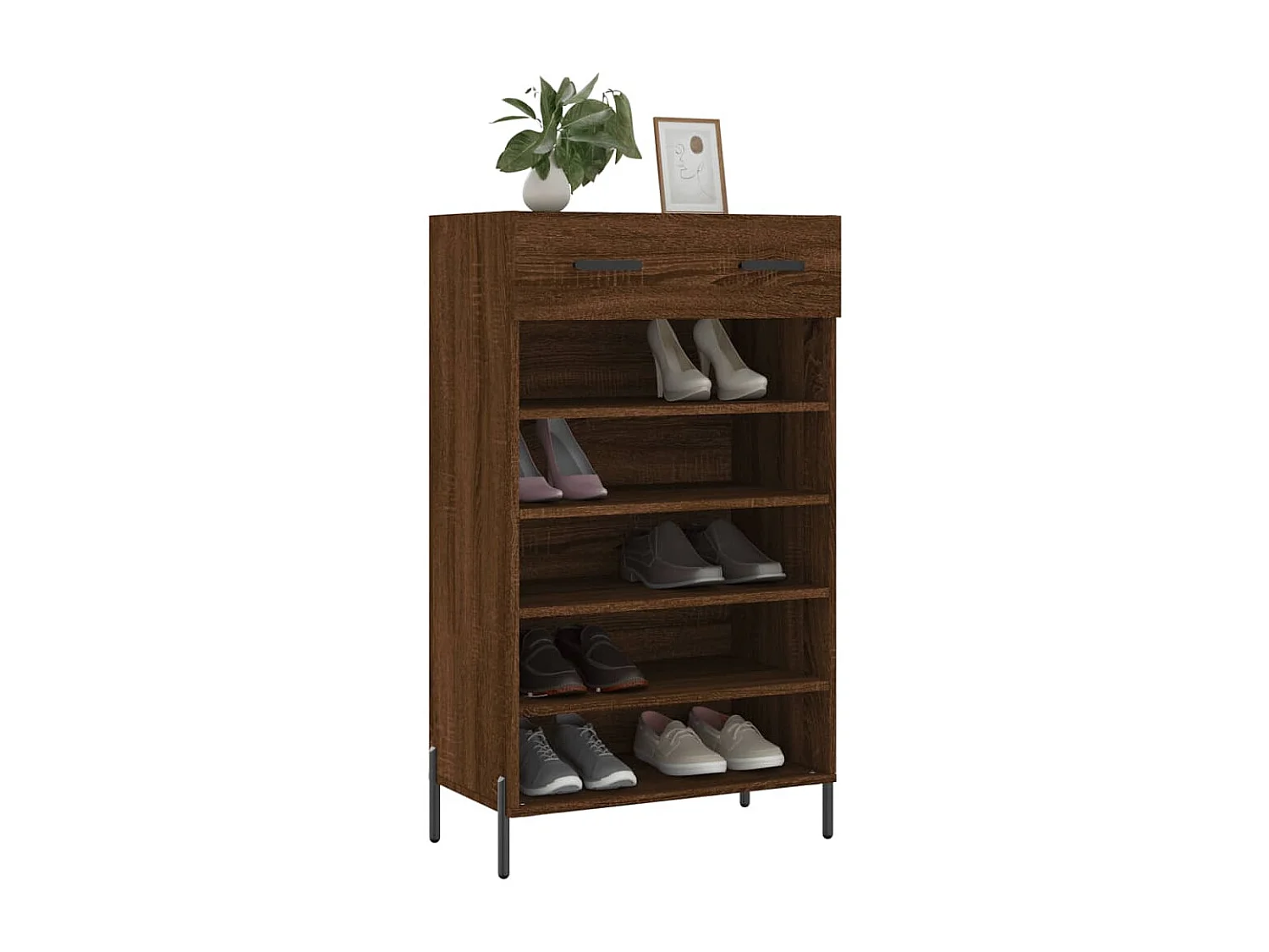 Armoire à chaussures chêne marron 60x35x105cm bois d'ingénierie