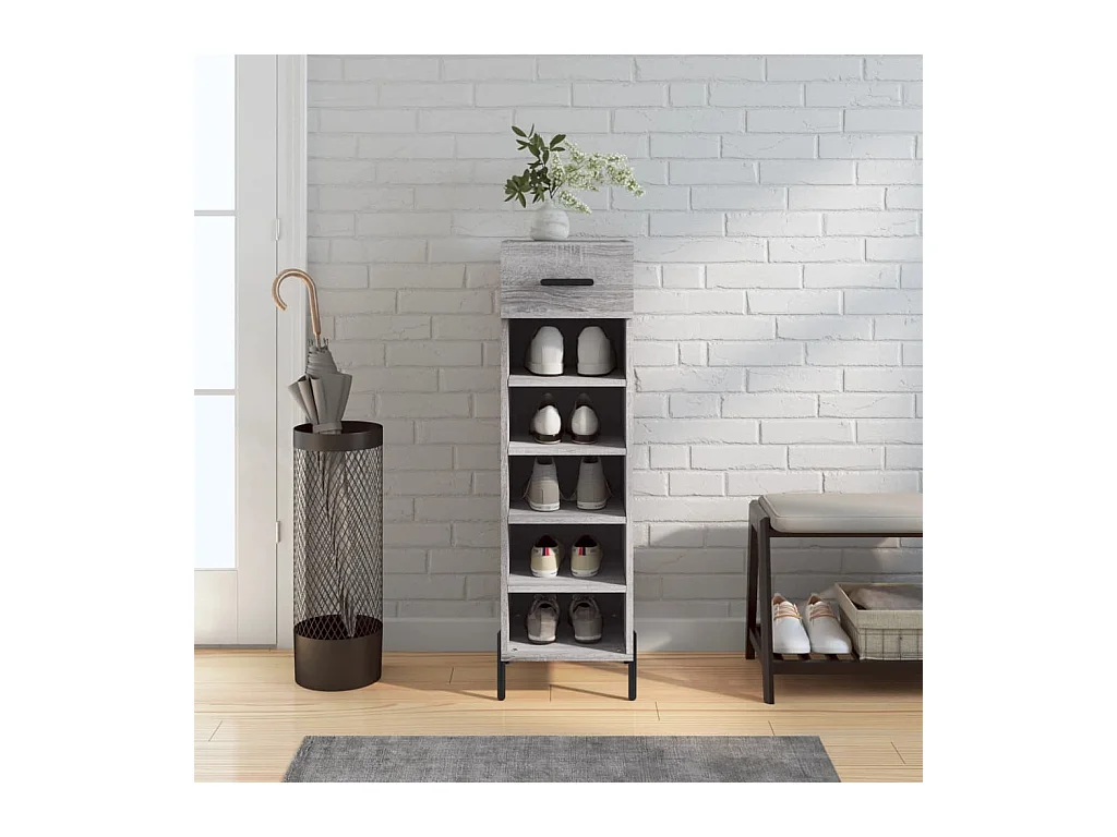 Sonoma grauer Schuhschrank 30x35x105 cm aus Holzwerkstoff