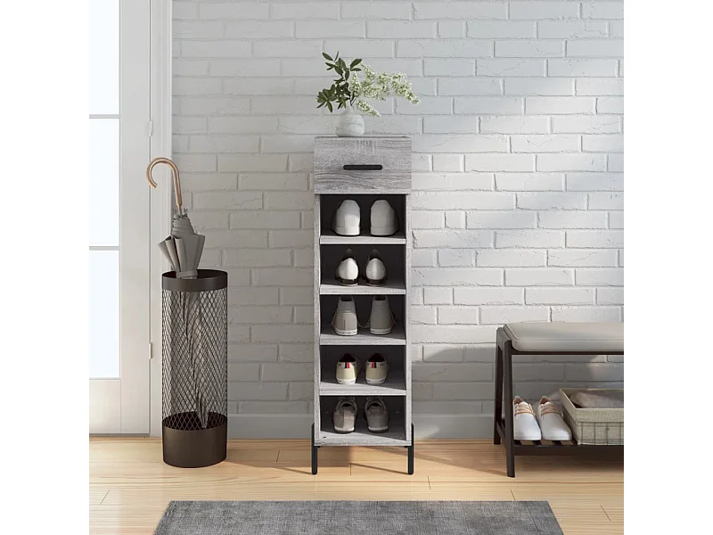 Meuble à chaussures sonoma gris 30x35x105 cm bois d'ingénierie