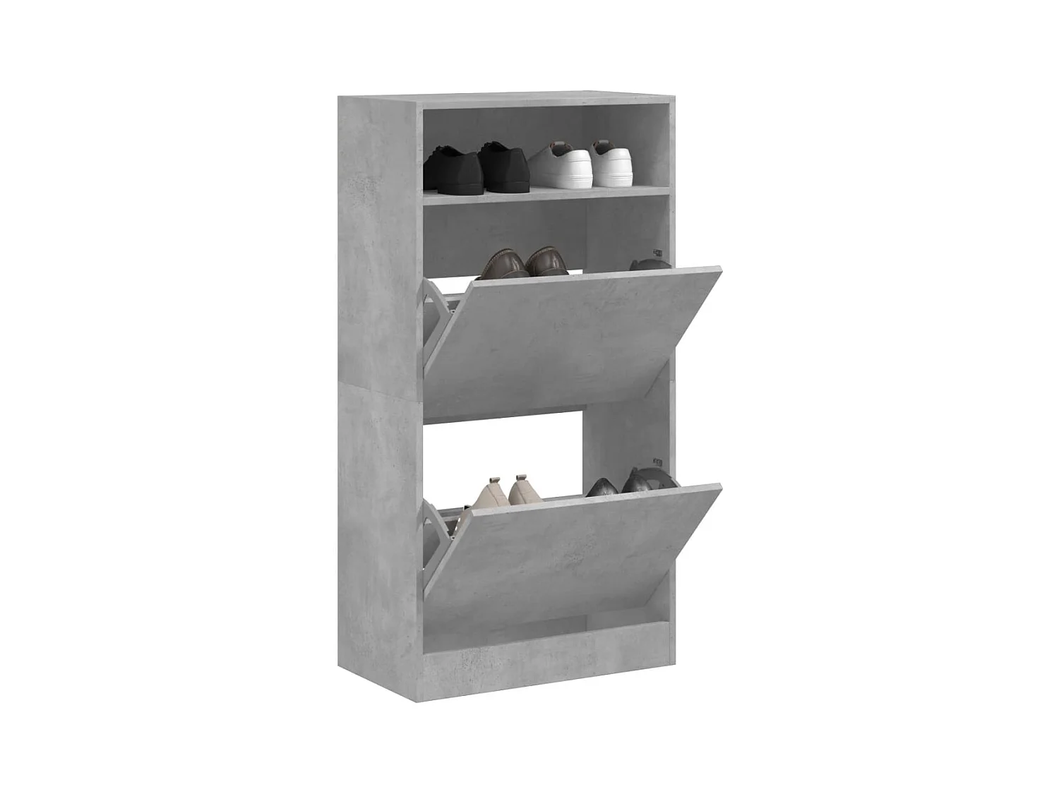 Betongrauer Schuhschrank 60x34x116 cm, Holzwerkstoff