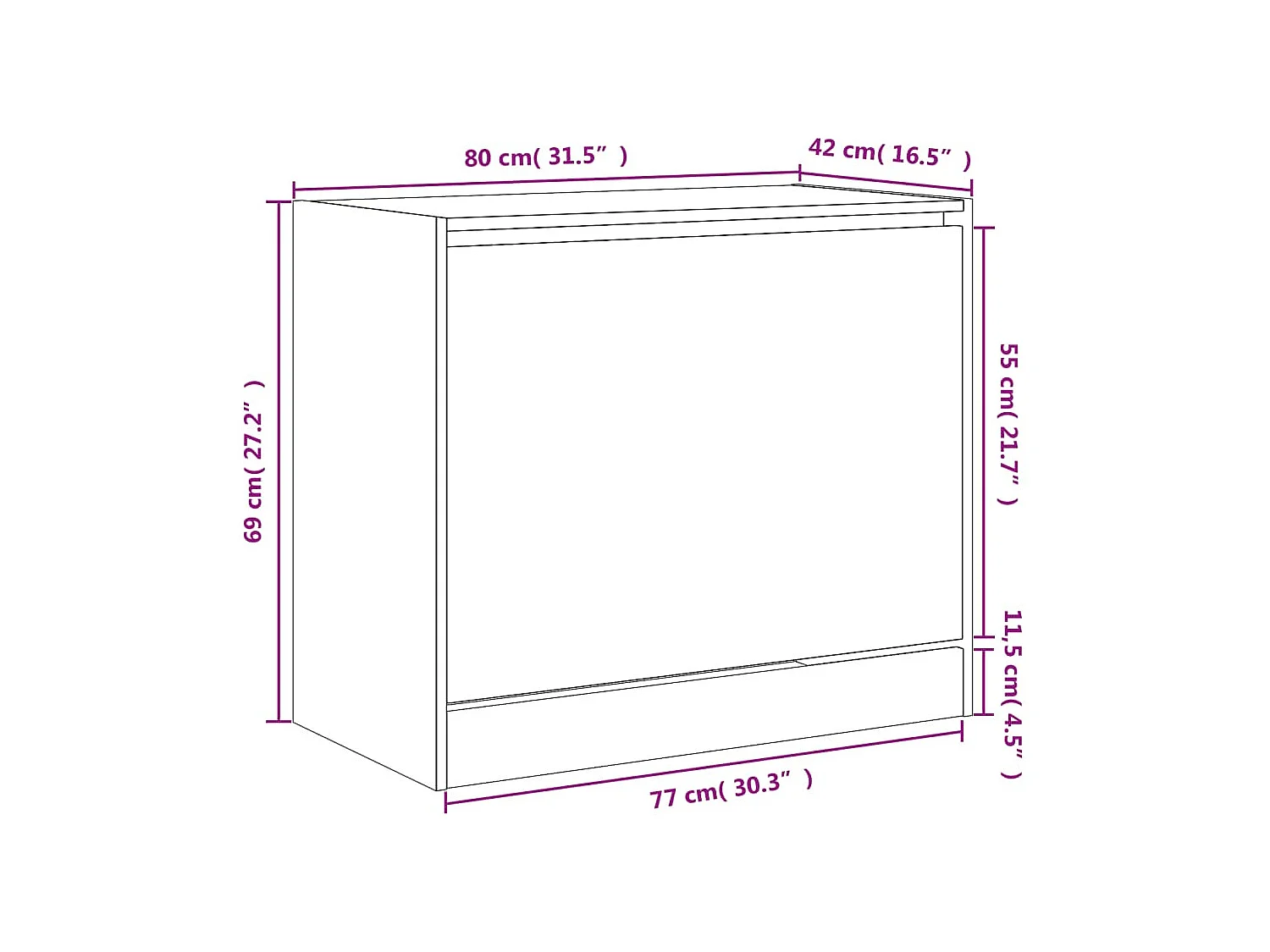 Armoire à chaussures sonoma gris 80x42x69 cm bois d'ingénierie