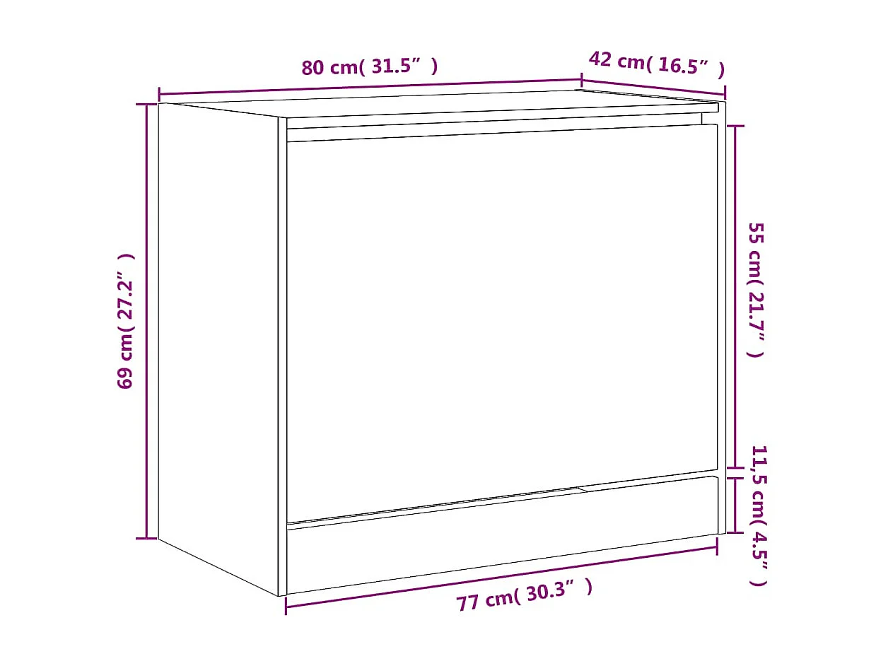 Armoire à chaussures sonoma gris 80x42x69 cm bois d'ingénierie