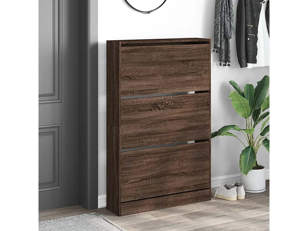 Scarpiera in rovere marrone 80x21x125,5 cm in derivati del legno