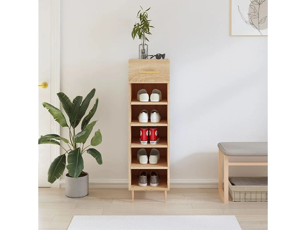 Sapateira carvalho Sonoma 30x35x105cm madeira projetada