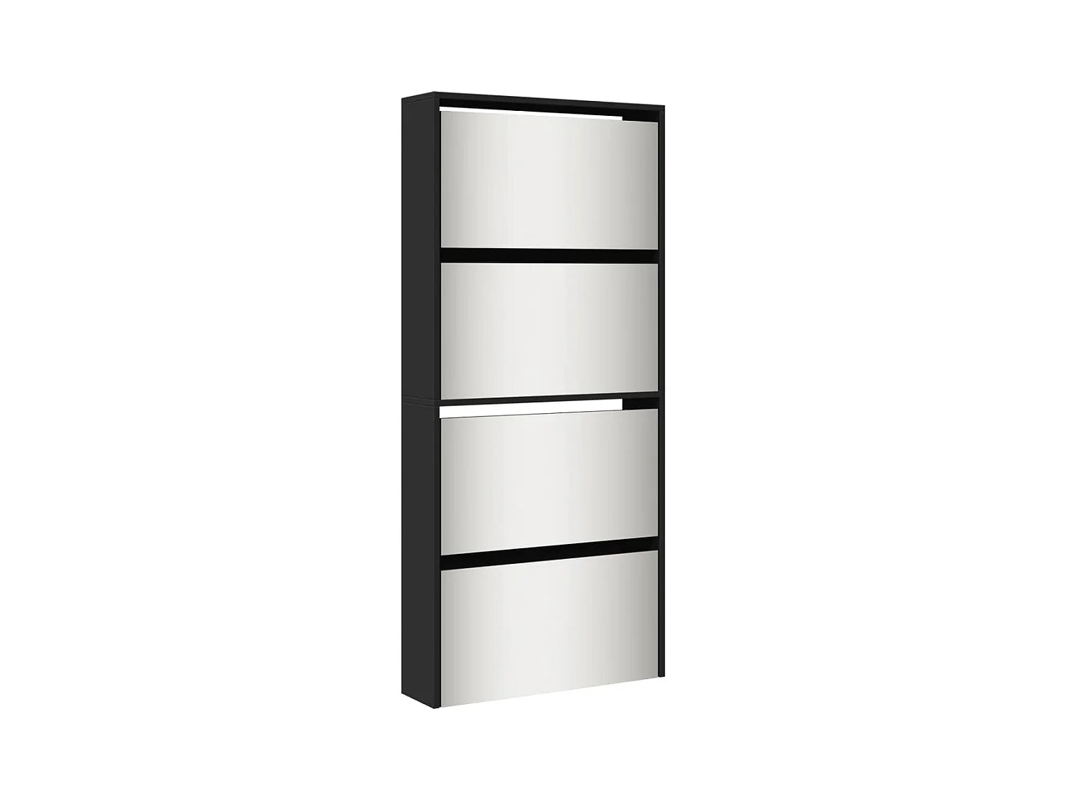 Armoire à chaussures avec miroir à 4 niveaux noir 63x17x134 cm