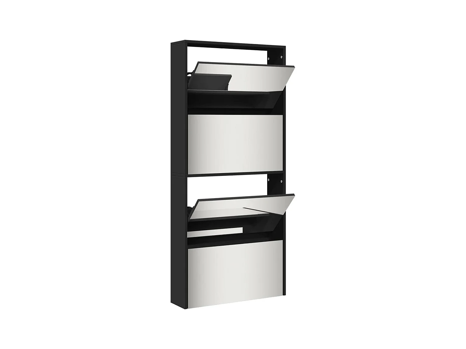 Armoire à chaussures avec miroir à 4 niveaux noir 63x17x134 cm